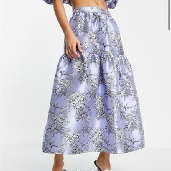 ASOS Dresses & Skirts - ASOS EDITION jacquard full midi skirt with tiers in blue